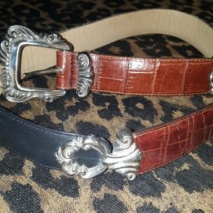 Brighton Black/Brown Silver Metal Acc Belt Size M